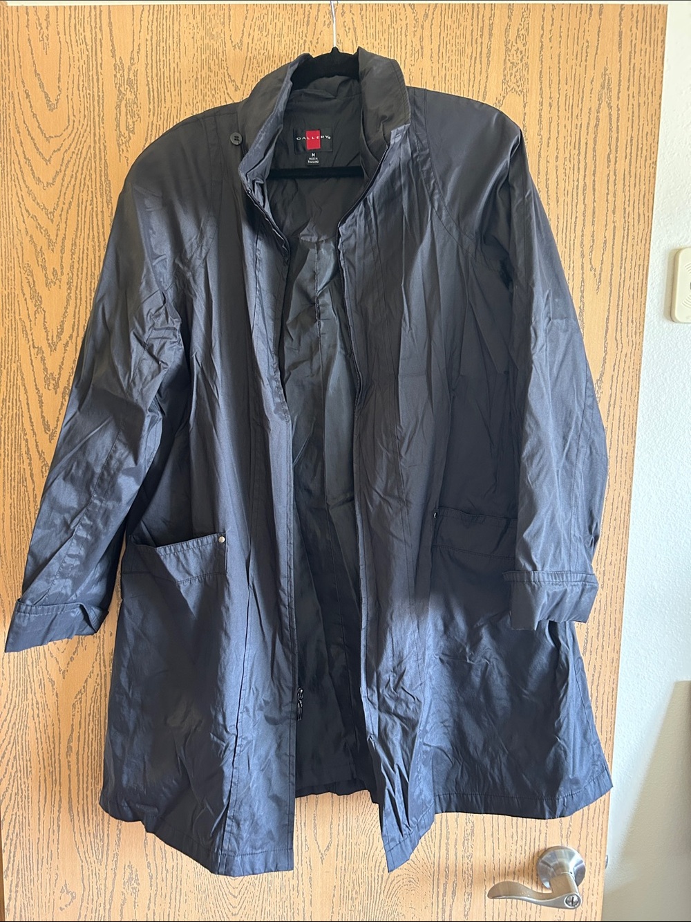 Gallery Black Raincoat with Stand Collar